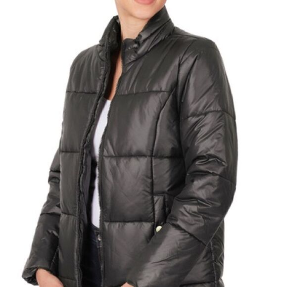 NWT PUFFER JACKET WITH POCKETS Black - Picture 2 of 4